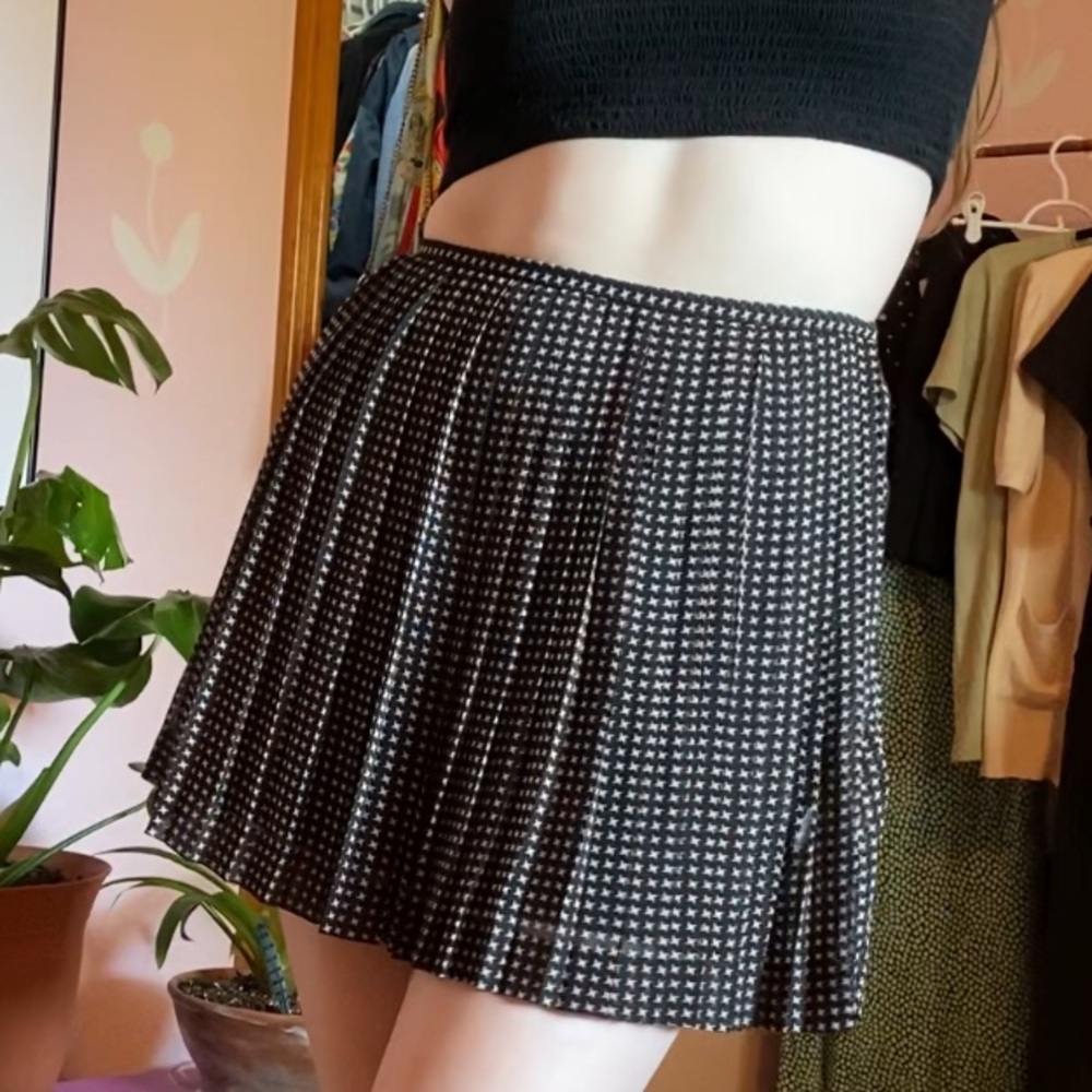 Madewell pleated houndstooth mini skirt